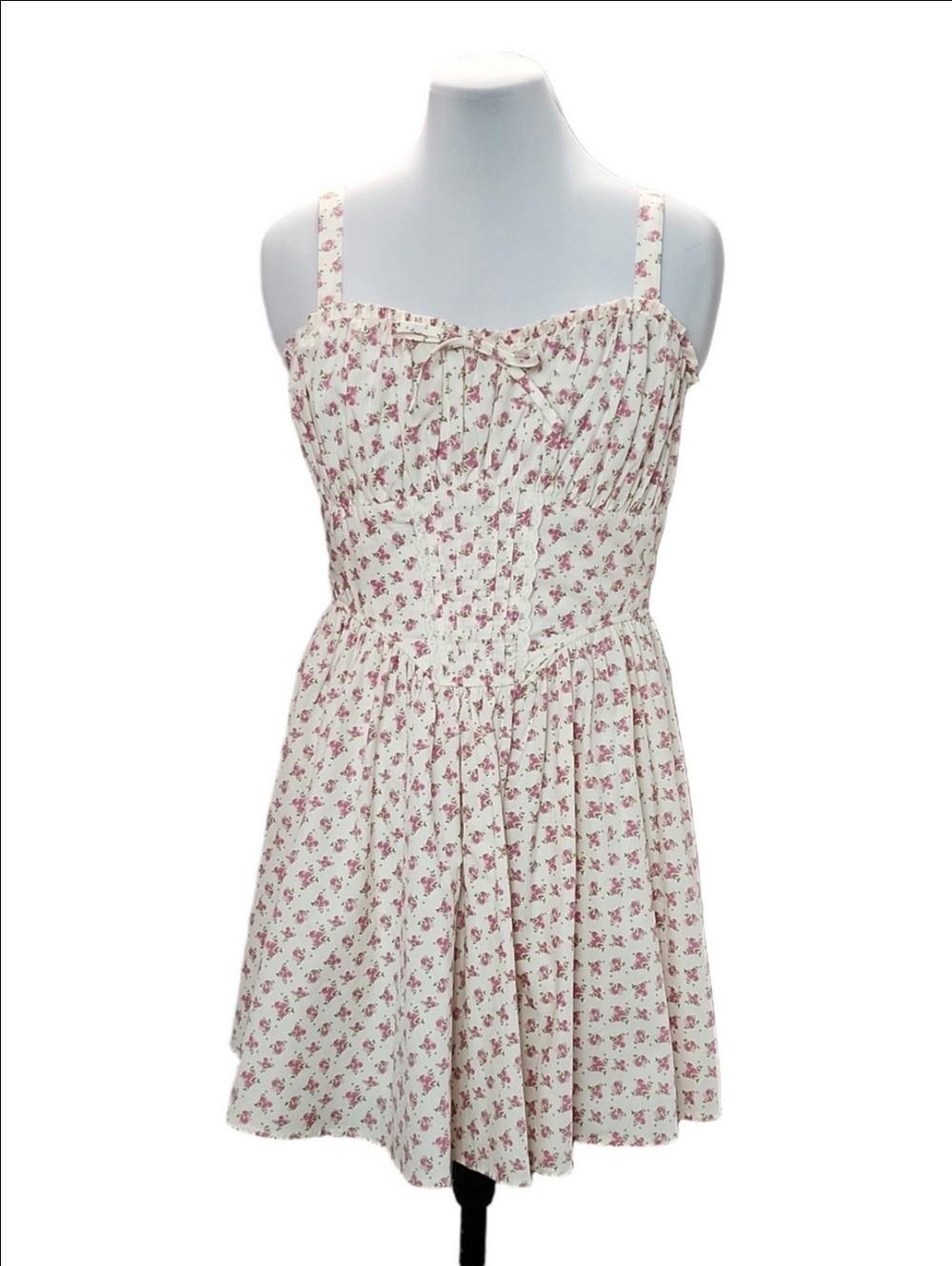 TRIXXI Cream floral ruffles corset mini dress